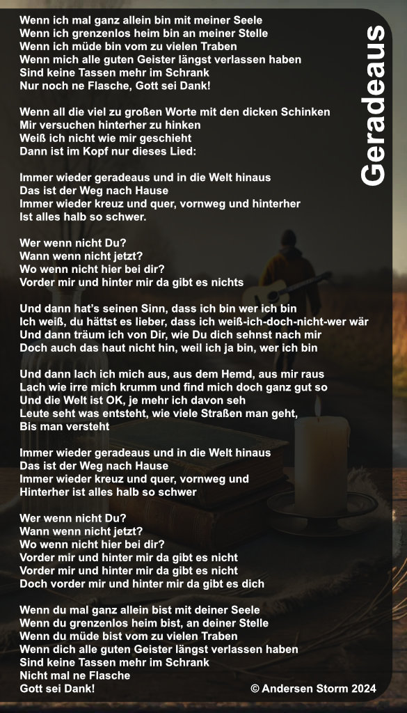 Geradeaus, Album Klarkommen, Andersen Storm © 2024